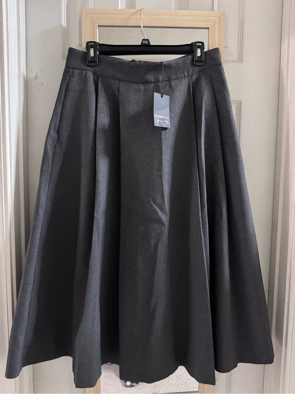 River island nwt Classic grey pleated A-Line Midi Skirt